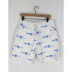 Levis Mens Graphic Monogram Sweatshorts Drawstring Waist Size Medium White NWT